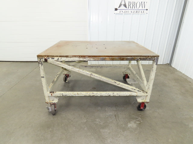 3/4" Steel Top Machine Base Welding Table Work Bench 60x45" Top 36" H 6" Caster