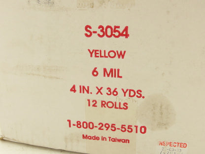 ULINE S-3054 Safety Floor Tape Yellow 4" x 36 Yds/Roll 6 Mil Lot of 12