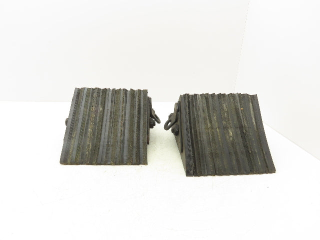 ULINE H1591 Wheel Chocks Laminated Rubber 8" x 8" x  8" Chain Ring Lot of 2