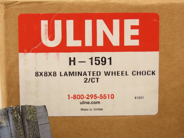 ULINE H1591 Wheel Chocks Laminated Rubber 8" x 8" x  8" Chain Ring Lot of 2