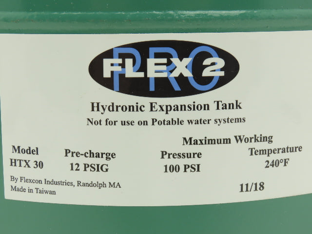 Flexcon HTX30 Flex 2 Hot Water Boiler Expansion Tank Hydronic 4.5 Gallon 100PSI