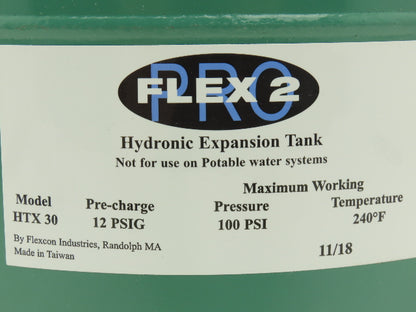 Flexcon HTX30 Flex 2 Hot Water Boiler Expansion Tank Hydronic 4.5 Gallon 100PSI