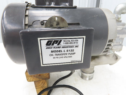 GPI Model L 5132 Oil Transfer Pump 8gpm 1Hp 3450rpm 115/230V 1PH 56ZC Motor