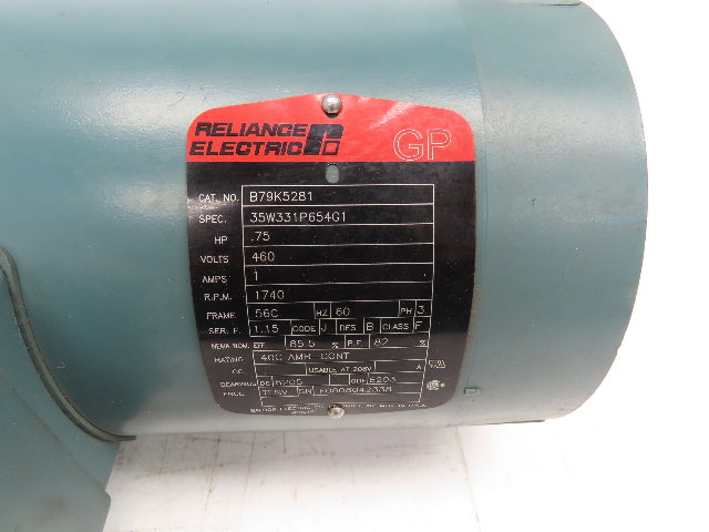 Reliance Dodge B79K5281 GP Brake Motor .75Hp 1740 RPM 460V 3PH 56C D-Series