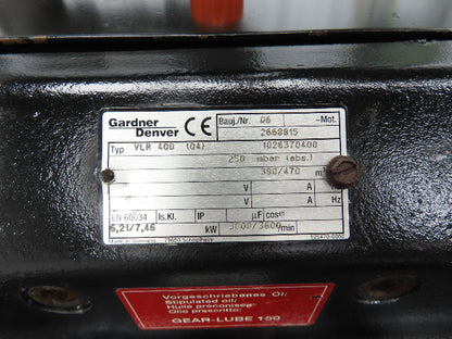 Gardner Denver 1026370400 VLR 400 Rotary Claw Vacuum Pump 272 CFM No Motor