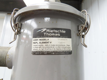 Reitschle Thomas VLR 300 Rotary Dry Claw Vacuum Pump 7.5Hp 212 CFM 230/460V 3Ph