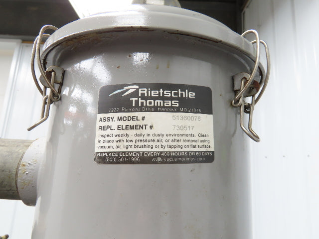 Reitschle Thomas VLR 300 Rotary Dry Claw Vacuum Pump 7.5Hp 212 CFM 230/460V 3Ph