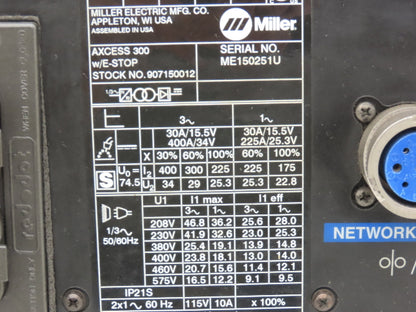 Miller 210479 Auto Axcess 300 Welder Rear Panel Cover Black Steel With Outlets
