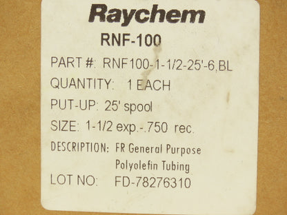 Raychem RNF-100 1-1/2-25'-6 BL Heat Shrink Tubing 2:1 Blue Polyolefin 1.5" x 46'