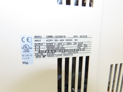 Yaskawa CIMR-G7U4018 VFD G7 Variable AC Drive 32kVA 480VAC 42A 3PH PARTS ONLY