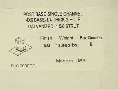 Phoenix P10 0000EG 1-5/8" Steel Post Base Single Channel 2-Hole 4x6" Box of 5