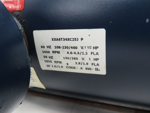 Leeson A6T34XC25J P Centrifugal Pump 1.25x1"NPT 1.5Hp 3450 RPM 230/460V 3PH 56C