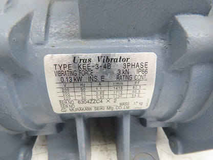 Seiki Uras KEE-3-4B Industrial Rotary Electric Vibrator .13kw 3kn 220V 3PH