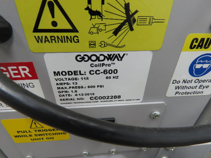 Goodway CC-600 CoilPro Industrial Coil Cleaner Pressure Washer Pump 600PSI 120V