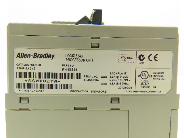 Allen Bradley 1768-L43/B Logix L43 PLC Processor Memory Controller Unit Ser B
