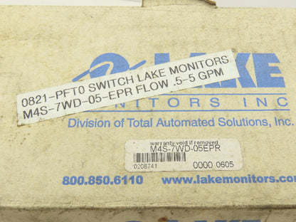 Lake M4S-7WD-05EPR Variable Area Flow Monitor 6000 PSI 5 GPM 125-250 VAC/VDC