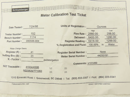 Schlumberger Pulsar ST-10 Water Meter 1 Pulse Per Ounce 50W 350vdc Max