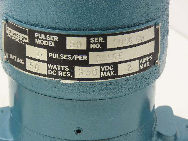 Schlumberger Pulsar ST-10 Water Meter 1 Pulse Per Ounce 50W 350vdc Max