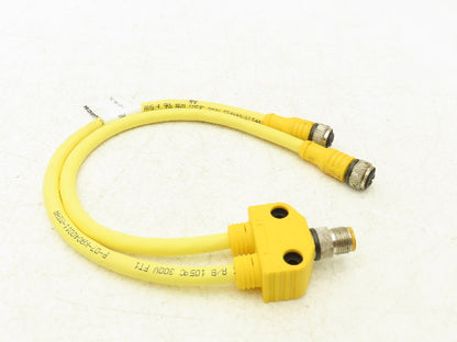 Turck VB2-FSM 4.4/2 RKC 4T-0.3/0.3/S90/SV Two Branch Splitter Cord Set M12
