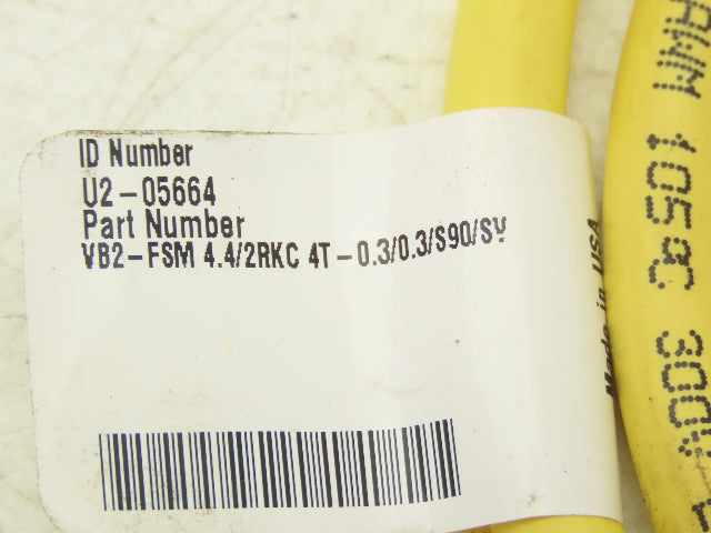 Turck VB2-FSM 4.4/2 RKC 4T-0.3/0.3/S90/SV Two Branch Splitter Cord Set M12