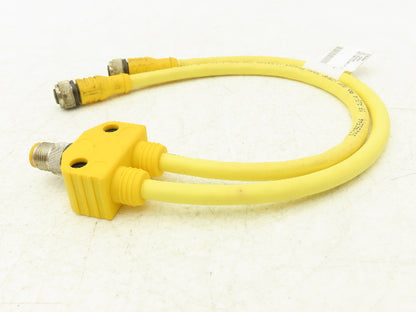 Turck VB2-FSM 4.4/2 RKC 4T-0.3/0.3/S90/SV Two Branch Splitter Cord Set M12