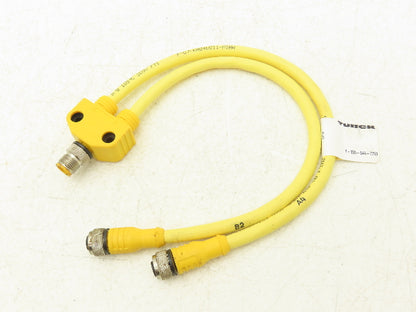 Turck VB2-FSM 4.4/2 RKC 4T-0.3/0.3/S90/SV Two Branch Splitter Cord Set M12