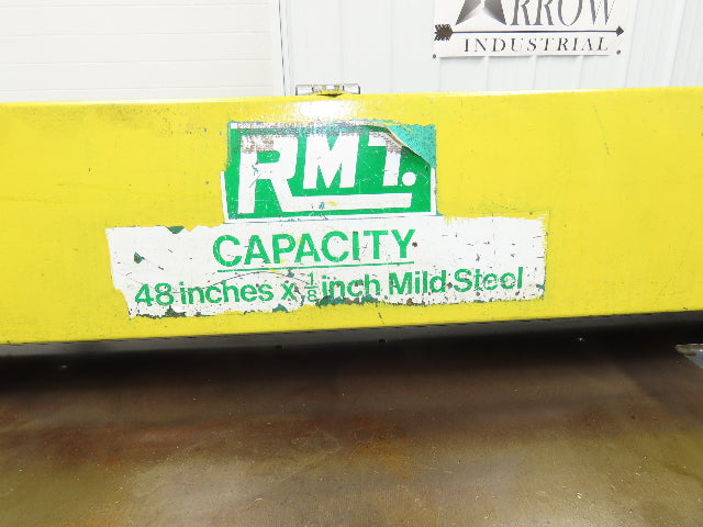 RMT Pneumatic Metal Shear 11 Gauge 1/8" Sheet 48" Width Air Powered Foot Pedal
