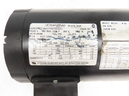 Marathon 56H17T5302 Black Max AC Motor 1Hp 1750 RPM 230/460V 56C Inverter Duty