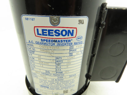 Leeson 096068.00 Gearmotor 20:1 Ratio 85rpm 230/460V 3PH C42T17FZ31A 3/4" Shaft