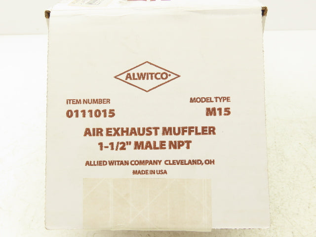 Allied Witan 0111015 Alwitco Ato Muffler Pneumatic Air 1-1/2" NPTM 125PSI Max