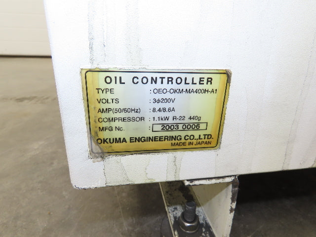 Okuma OEOOKMMA400HA1 Oil Controller Chiller Unit 1.1kw Compressor 20g Tank