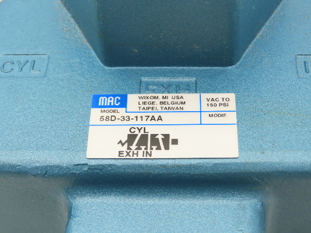 MAC 58D-33-117AA 3/2 Way Pneumatic Air Valve 1-1/2" No Pilot Valve