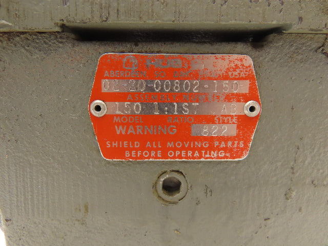Hub City Model 150 Bevel Gear Drive 1:1 Gearbox 12Hp 1150rpm 02-20-00802-150