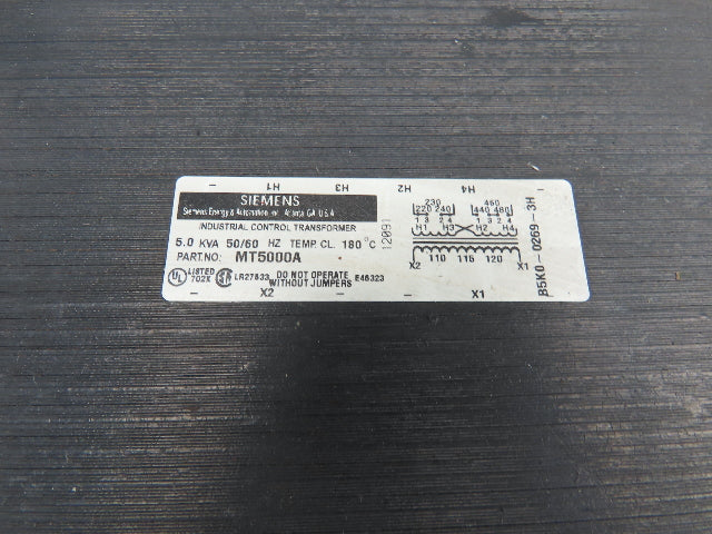 Siemens Power Transformer 5kVa Hi 240/480/230/460/220/440V Low 120/115/110V