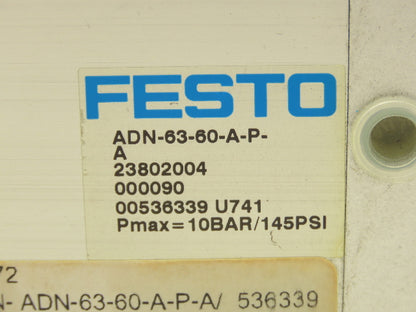Festo Festo ADN-63-60-A-P-A Compact Pneumatic Air Cylinder 63mm x 60mm Stroke