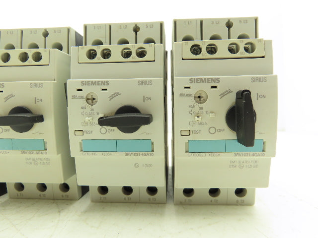 Siemens 3RV1031-4GA10 Circuit Breaker 36-45 Amp 30Hp 600VAC 3Ph Lot of 4