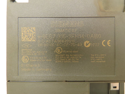 Siemens 6ES7 315-2EH14-0AB0 SIMATIC S7-300 CPU 384KB Memory DP/Ethernet PROFINET