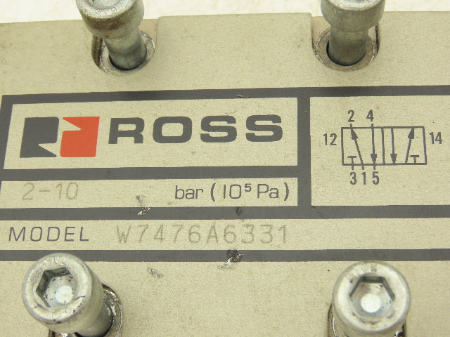 Ross W7476A6331 Solenoid Valve 5-Way 2-Position FNFP 24VDC Coil 150 PSI
