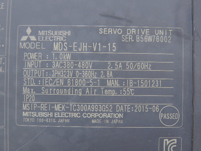 Mitsubishi MDS-EJH-V1-15 AC Servo Drive Unit 1.0kW 2.8A 3Ph 323V 0-360Hz Output