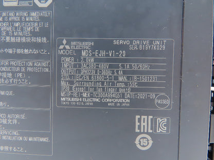 Mitsubishi MDS-EJH-V1-20 AC Servo Drive Unit 2.0kW 5.1A 3ph 323V 0-360Hz Output
