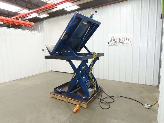 Vestil Hydraulic Lift Table End Tilt 1000lb 48"x48" Top 45° Tilt 36" Travel 460v