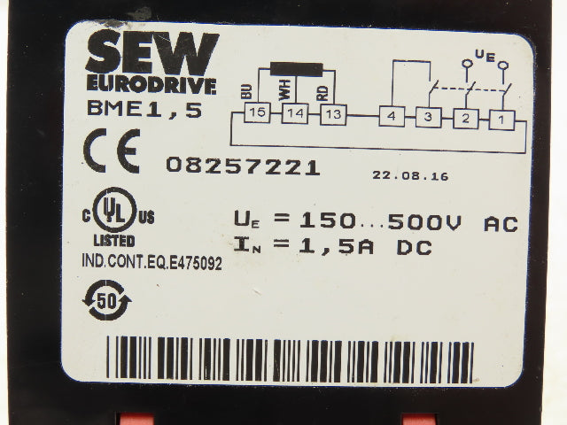 SEW Eurodrive BME1,5 08257221 Bridge Brake Rectifier Semiconductor Ue150-500 VAC