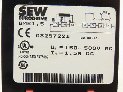 SEW Eurodrive BME1,5 08257221 Bridge Brake Rectifier Semiconductor Ue150-500 VAC