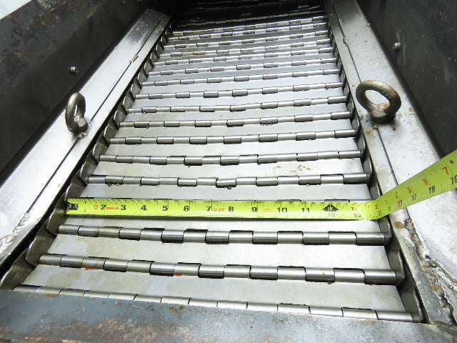 Enomoto MA-400H 18"W x 84"L Flat Chip Conveyor 14" Belt 27" Infeed 220V 3PH