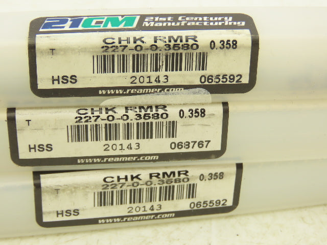21st Century Mfg 227-0-0.3580 Chucking Reamer Straight Flute 0.358 RH Lot of 4