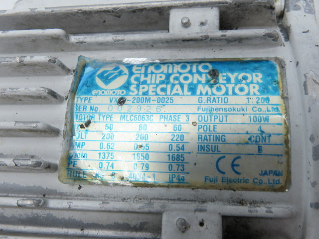 Enomoto MA-400H 18"W x 84"L Flat Chip Conveyor 14" Belt 27" Infeed 220V 3PH