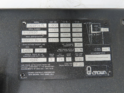 General Electric Forklift SCR Motor Control Off Crown Order Picker 30SP36TL