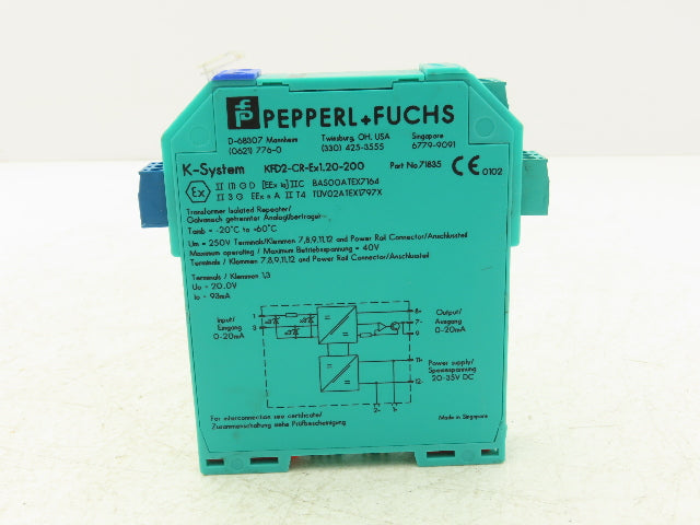 Pepperl+Fuchs KFD2-CR-EX1.20-200 Transformer Isolated Repeater 20-30VDC 0-20mA