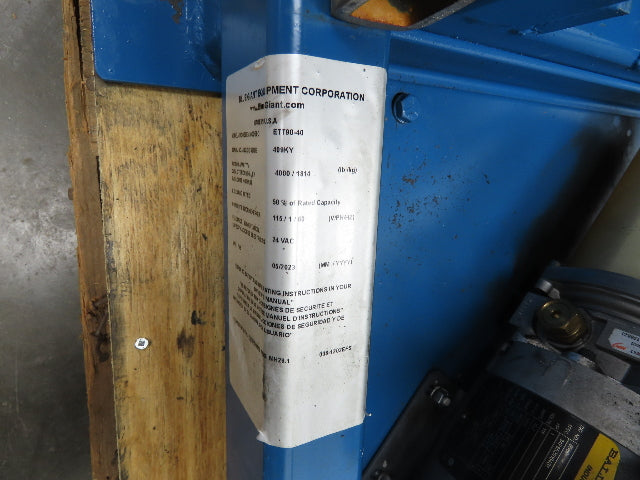 Blue Giant ETT19-40 Hydraulic Tilt Table 4000lbs 45° Box Tipper 48x46" 120V