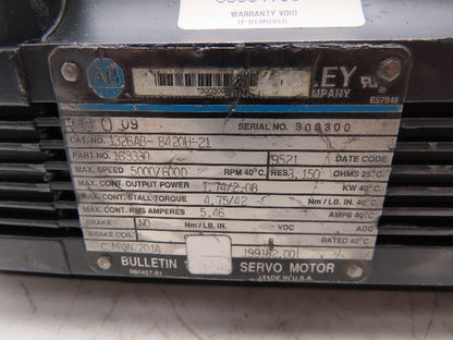 Allen Bradley 1326AB-B420H-21  AC Servo Motor 2.08kW 6000RPM Ser C